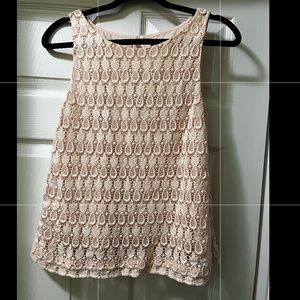 Ann Taylor Lace Pattern Sleeveless Blouse Professional